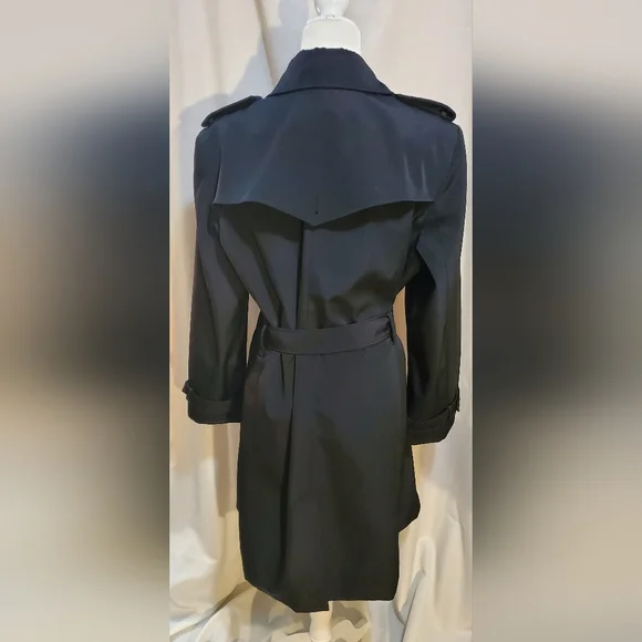 Calvin Klein Classic Black Double-Breasted Trench Coat - Picture 9 of 15